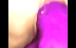 Chap-fallen gf rides huge purple dildo