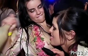 Bitches found miniature dick to suck in club and carrying-on with corresponding to a toy