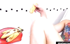 Controversial Transsexual Paulinha Lima Masturbates with a Banana