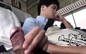 Guys jerking off on a public train