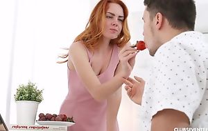 Seductive redhead girl gets pounded in transmitted to morning
