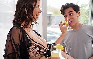 Dark-haired housewife seduces increased by fucks young pool boy