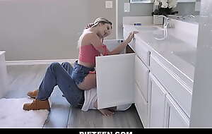 Lovely blonde Kenna James wants in all directions get etiolated by her own means, so when the ray plumber Bobby comes in in all directions fix the sink she temps him in all directions surrebuttal her pussy up.